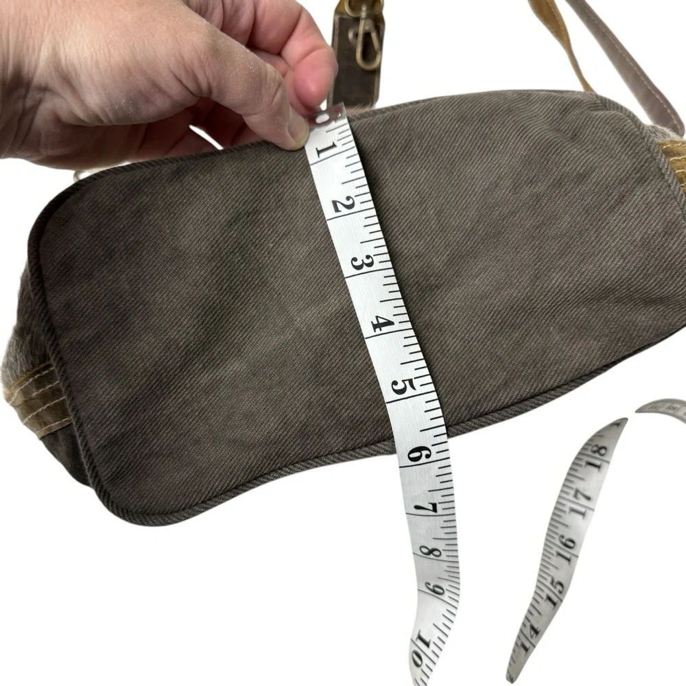Myra Crossbody Bag Upcycled Canvas Fur Shoulder Bag Purse Satchel Travel Boho